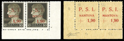 MANTOVA 1945 - 1,90 lire su 10 cent., soprastampa recto-verso, al ...