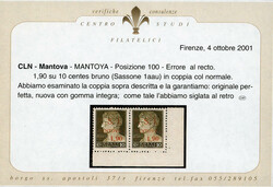 MANTOVA 1945 - 1,90 lire su 10 cent., soprastampa recto-verso, al ...