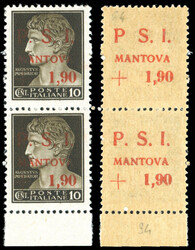 MANTOVA 1945 -1,90 lire su 10 cent., soprastampa recto-verso, al ...