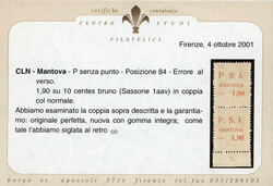 MANTOVA 1945 -1,90 lire su 10 cent., soprastampa recto-verso, al ...