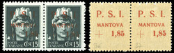MANTOVA 1945 - 1,85 lire su 15 cent., soprastampa recto-verso, al ...