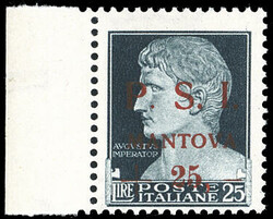 MANTOVA 1945 - 25 lire su 25 lire soprastampato, decalco della ...