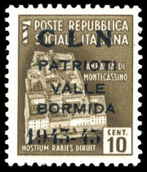 VALLE BORMIDA 1945 - 10 cent. soprastampato, non emesso (8), gomma ...
