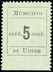 UDINE 1918 - 5 cent. accento sulla "U" di "MUNICIPIO" (1b), nuovo, ...
