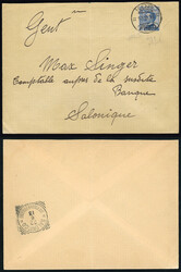 SALONICCO 1913 - 1 piastra su 25 cent. (4), perfetto, su busta da Kos ...