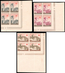 1951 - Croce Rossa, serie completa (369/371), prove di macchina su ...