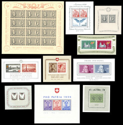 SVIZZERA FOGLIETTI 1936/1943 - Lotto di foglietti (BF2,BF4,BF6,BF7 ...