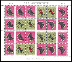 SVIZZERA FOGLIETTI 1953 - Pro Juventute, foglietto di 24 valori ...