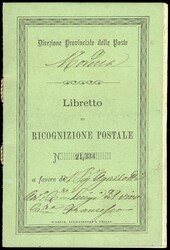 1881 - Libretto di ricognizione postale completo delle 10 pagine ...