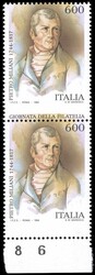 1994 - 600 lire Giornata della Filatelia, dentellatura orizzontale ...