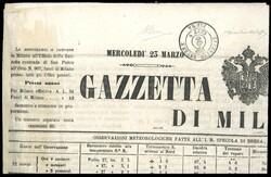 1853 - Bollo di Parma, Gazzette Estere (B1), apposto in arrivo, su ...