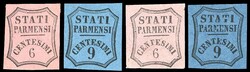 1853/57 - 6 cent. rosa vivo e 9 cent. azzurro, i due valori emessi ed ...