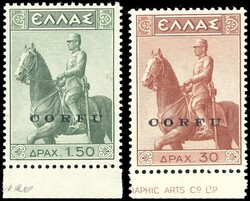 OCCUPAZIONE ITALIANA CORFU' 1941 - Monumento equestre, soprastampati, ...