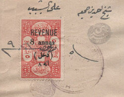 Revenues Iraq: 1921 document franked with 8an surcharged on 5pa of ...