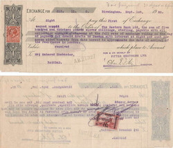 Revenues Iraq: 1920 bill of exchange document franked with 1an (type ...