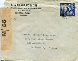 Turkish Cyprus:1945 (10 April). Turkish Cypriot merchant cover to ...