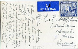 1951 Cyprus Kyrenia Girne Card to England Cyprus: 1951 photocard of ...