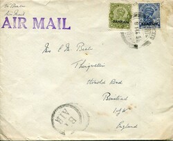 Bahrain Bahrain: 1936 (9 February). Airmail cover to England franked ...