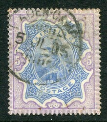 India India Post Offices Abroad – Aden: 1895 QV portrait 5r struck ...