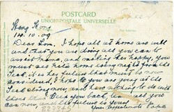 Hong Kong Hong Kong: Postcard with a message dated 1909 on reverse ...
