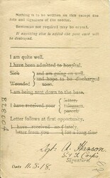 MEF Iraq – MEF: 1918 (11 May). India Field Service formular card to ...