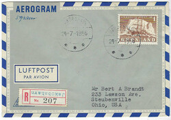 GreenlandGreenland: 1956 (24 – 7) registered aerogram to USA ...