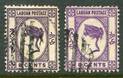 North Borneo - Labuan Labuan: 1885-86 QV wmk Crown CA 8c deep violet ...