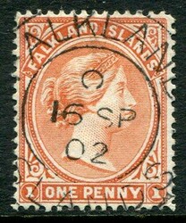 Falkland Islands Falkland Islands: 1891 (14 October). QV 1d. orange ...