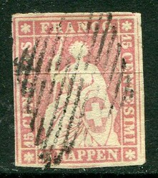 Stamps & Covers Switzerland: 1855 (29 January). Sitting Helvetia 15r. ...