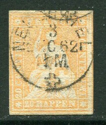 Stamps & Covers Switzerland: 1857 (26 August). Sitting Helvetia 20r. ...