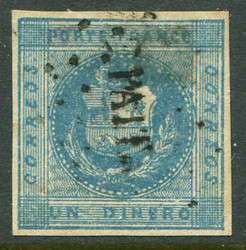 PeruPeru: 1858 (1 March). Coat of arms 1d struck by Paita handstamp. ...
