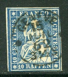 Stamps & Covers Switzerland: 1859 (June). Sitting Helvetia 10r. blue ...