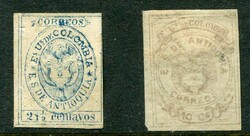 Colombia Colombia – Antioquia: 1868 coat of arms 2 1/2c blue mint o ...
