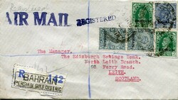 Bahrain Bahrain: 1939 (10 June). Registered airmail cover to Scotland ...