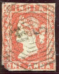 Burma India / Burma: 1854 QV 1a. red die I struck by superb B /5 for ...