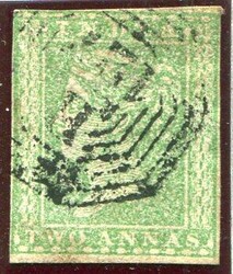 Burma India / Burma: 1854 QV 2a. green struck by B /127 for Moulmein ...