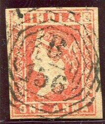 Burma India / Burma: 1854 QV 1a. dull red die II struck by superb B ...