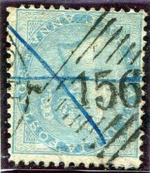 Burma India / Burma: 1856 QV 1/2a. blue die I struck by B / 156 ...