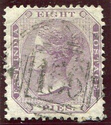 Burma India / Burma: 1860 QV 8a. mauve struck by part B / 156 for ...