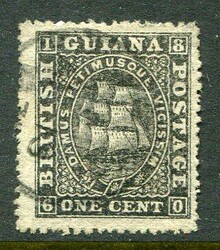 British Guiana British Guiana: 1863 thin paper 1c black perf. 12 1/2 ...