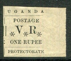 Uganda Uganda: 1896 (7 November). Type-written issue new values 1r. ...
