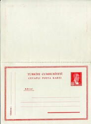1951 Turkey 10kr Ataturk Reply Stationery CardTürkiye: 1951 Atatürk ...