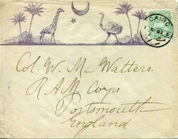 Postal History Egypt: 1902 Ostrich and Giraffe animals advertising ...