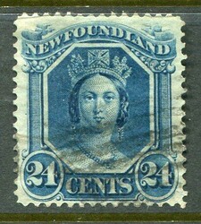Canada Canada – Newfoundland: 1865 (15 November). QV 24c. blue used ...