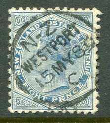 New Zealand New Zealand: 1885 POSTAGE & REVENUE 8d. blue perf. 12 x ...