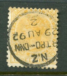 New Zealand New Zealand: 1888 3d. yellow struck by 29 AU 92 datestamp ...