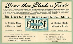 Postcards &amp; EphemeraEgypt: Eclipse Men Razor Blade advertisement ...