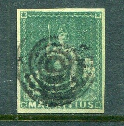 Mauritius Mauritius: 1858 no value expressed (4d) green imperf used ...