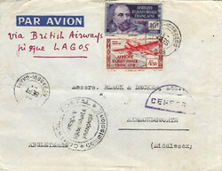 Colonies French Equatorial Africa: 1941 airmail censored cover to ...