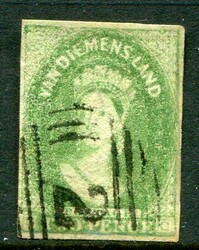 Australia Australia – Tasmania: 1858 imperf. 2d. deep green used. ...